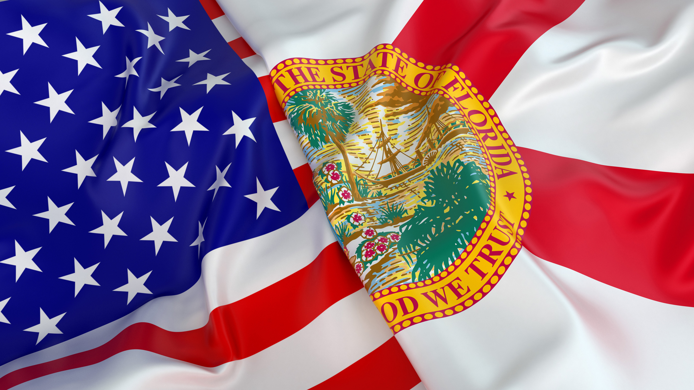 USA flag with flag of Florida